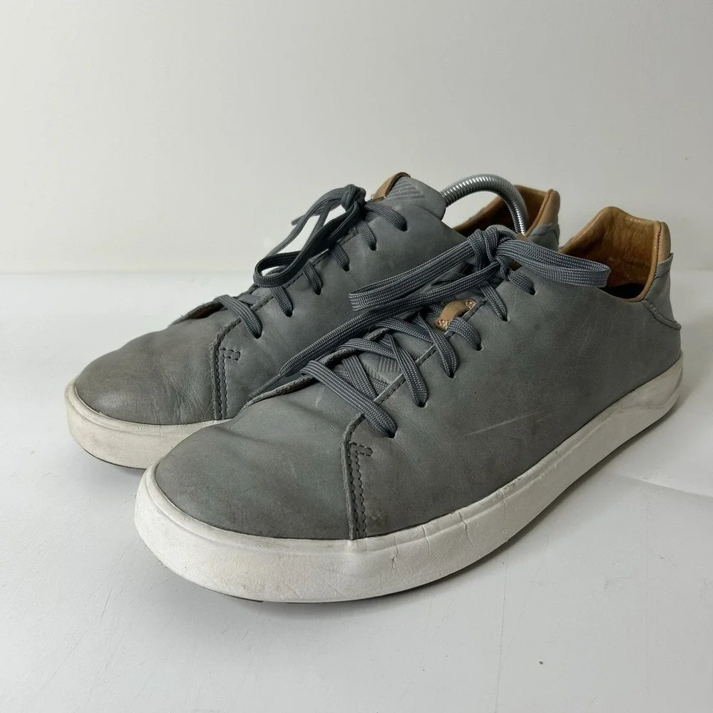 Olukai Lae'ahi Li 'Ili Men's 10.5 Marbled Blue/Gray Leather Lace Up Sneakers